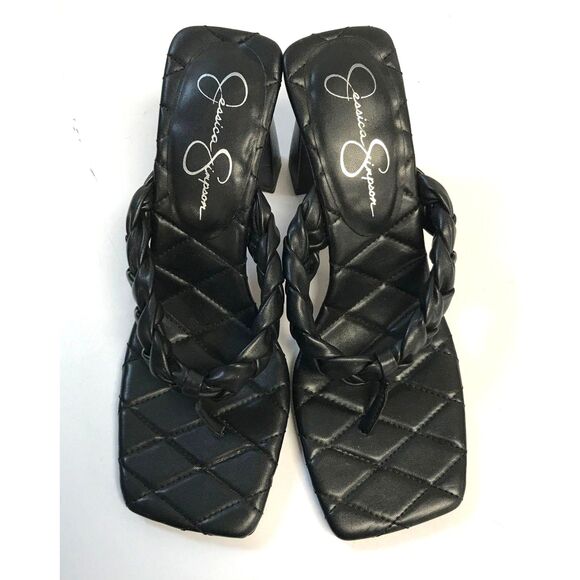 Jessica Simpson Black Slide In Block Heel Slide Sandals Size 10M - Picture 1 of 6